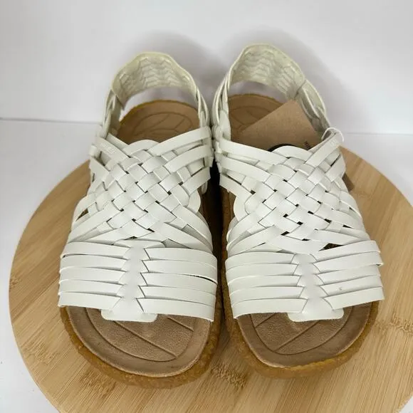 Sundance Malibu Sandals Canyon Classic Vegan Leather Woven Sandals Off White NEW