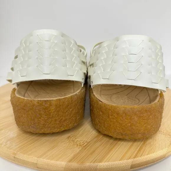 Sundance Malibu Sandals Canyon Classic Vegan Leather Woven Sandals Off White NEW