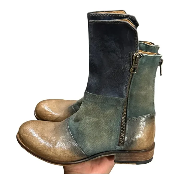 Sundance Ombre Leather Booties Zipper Details Ankle Boots Indie Sleaze Pirate 36