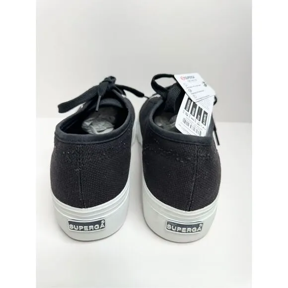 Superga Classic Black Canvas Low Sneakers Womens Size 9.5 Lace Up Fashion Shoes