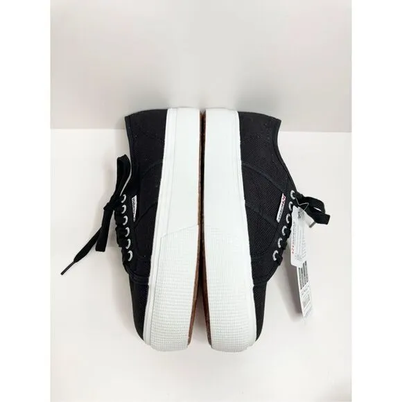 Superga Classic Black Canvas Low Sneakers Womens Size 9.5 Lace Up Fashion Shoes