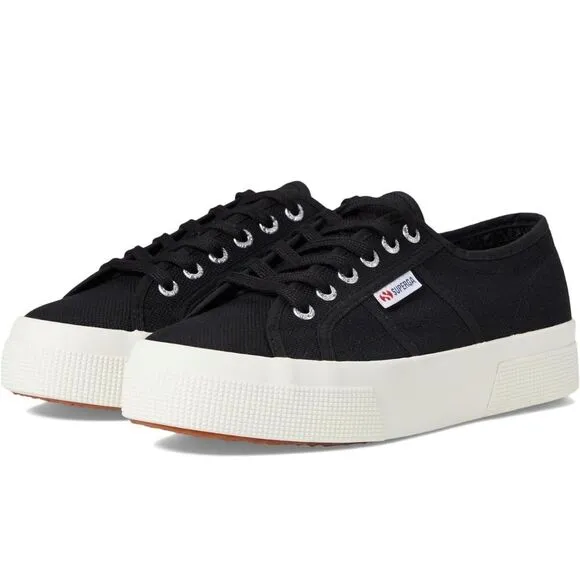 Superga Classic Black Canvas Low Sneakers Womens Size 9.5 Lace Up Fashion Shoes