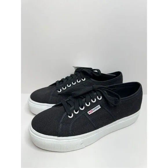 Superga Classic Black Canvas Low Sneakers Womens Size 9.5 Lace Up Fashion Shoes