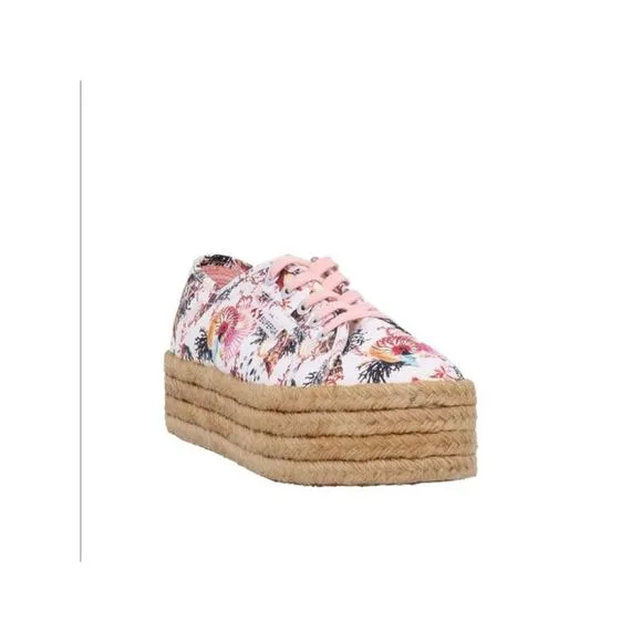 SUPERGA Womens Pink Mary Katrantzou Toe Platform Athletic Sneakers Shoes 7.5