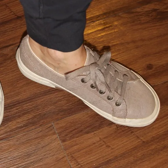 Superga Womens Sneakers Tan Gray Lace Up Leather Shoes 37 7