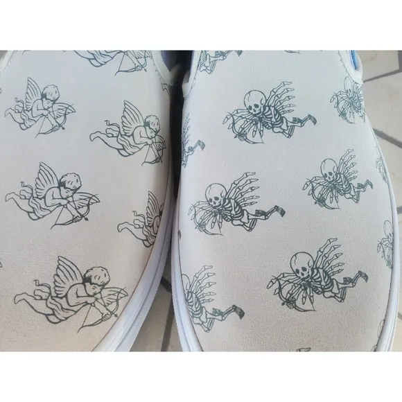 Sz 10 Vans Men Classic Slip On Love You To Death Suede Marshmallow Shoes Rare