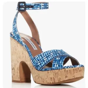 TABITHA SIMMONS Abstract Woven Ankle Strap Elena Round Toe Block Heel Sandals NW