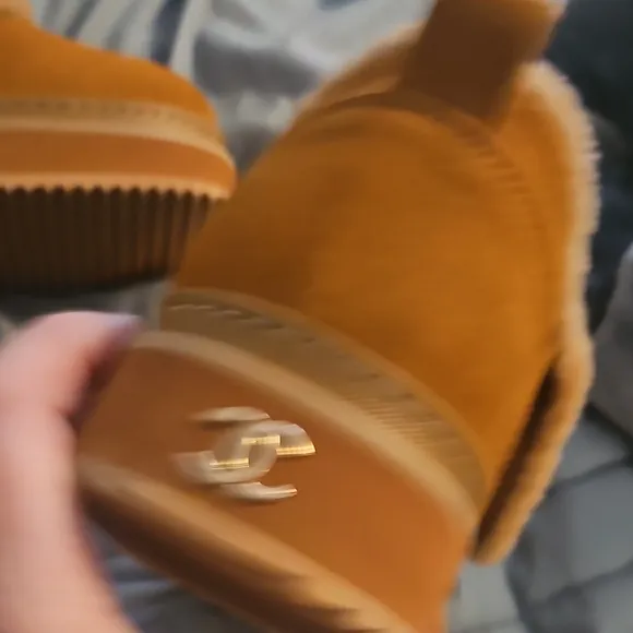 Tan Fur Slip-On Shoes
