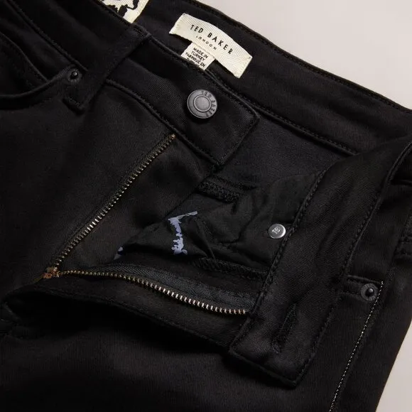 Ted Baker London Anetaa High Rise Slim Sateen Finish Jeans with Split Hem