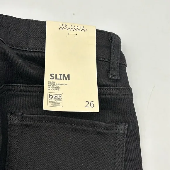 Ted Baker London Anetaa High Rise Slim Sateen Finish Jeans with Split Hem