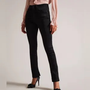 Ted Baker London Anetaa High Rise Slim Sateen Finish Jeans with Split Hem