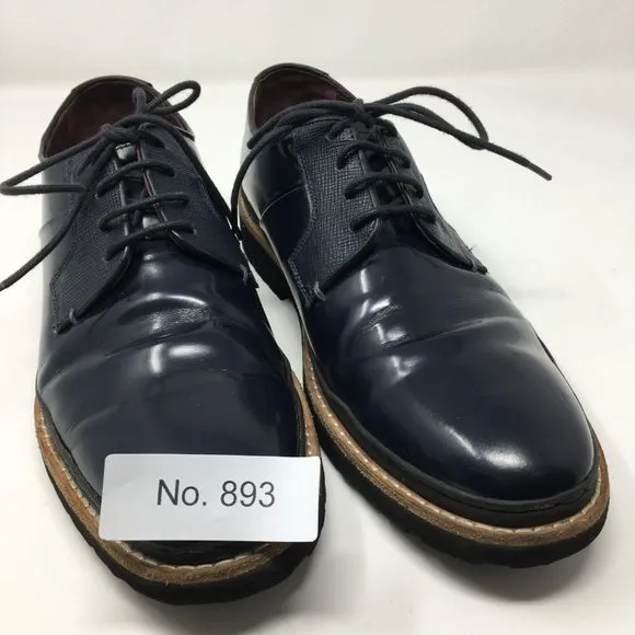 Ted Baker Mens Size 9 OKTIBR Derby Shoes Navy Blue Leather
