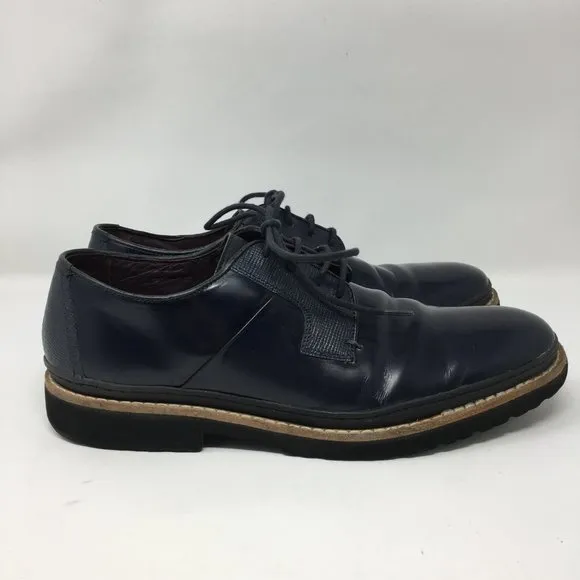Ted Baker Mens Size 9 OKTIBR Derby Shoes Navy Blue Leather