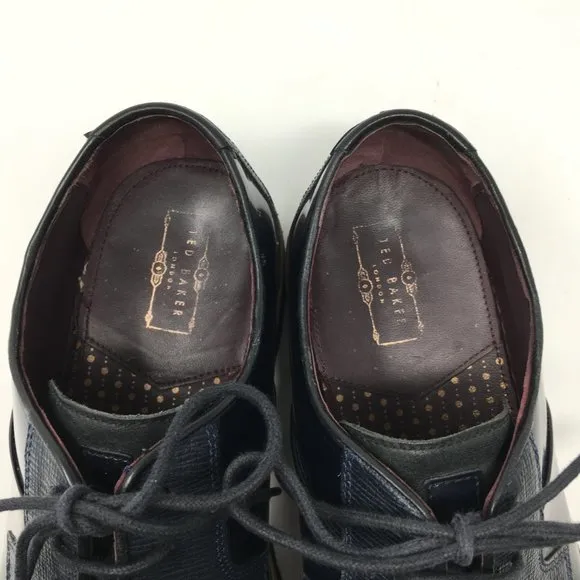 Ted Baker Mens Size 9 OKTIBR Derby Shoes Navy Blue Leather