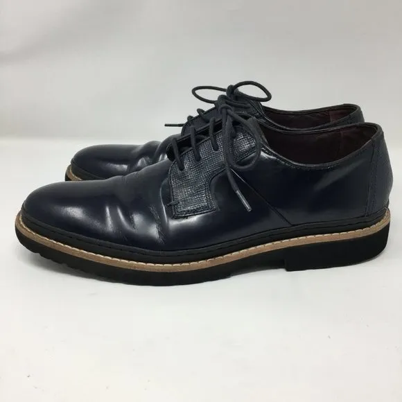 Ted Baker Mens Size 9 OKTIBR Derby Shoes Navy Blue Leather