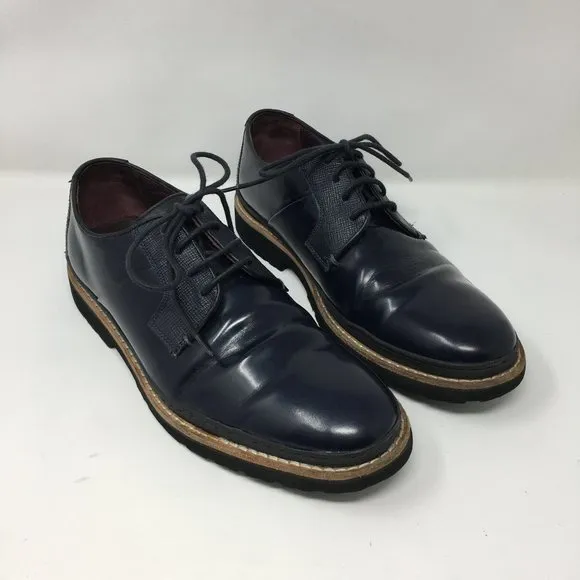 Ted Baker Mens Size 9 OKTIBR Derby Shoes Navy Blue Leather
