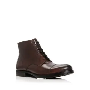 THE MENS STORE Mens Brown Traction Cap Toe Block Heel Leather Boots Shoes 8.5