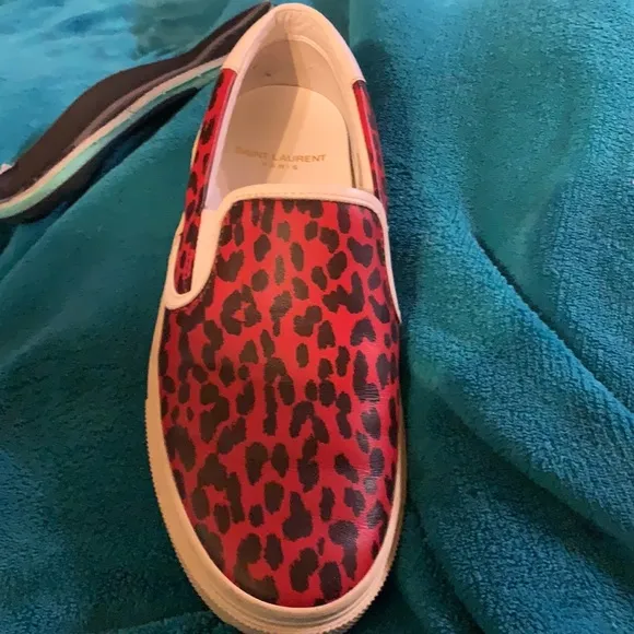 The Saint Laurent Paris sneaker Leopard  Slip-On Sneaker, Red size 36/6