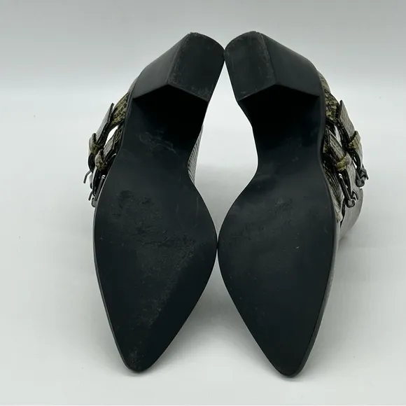 Tibi Billie Lizard Embossed Leather Ankle Shoes. Size 6.5