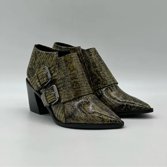 Tibi Billie Lizard Embossed Leather Ankle Shoes. Size 6.5