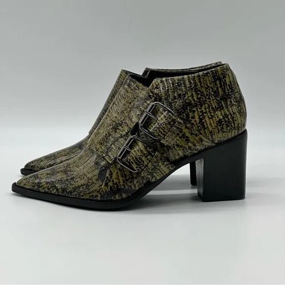 Tibi Billie Lizard Embossed Leather Ankle Shoes. Size 6.5