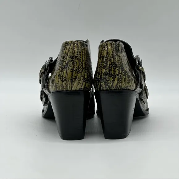 Tibi Billie Lizard Embossed Leather Ankle Shoes. Size 6.5