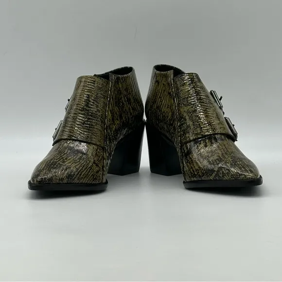 Tibi Billie Lizard Embossed Leather Ankle Shoes. Size 6.5