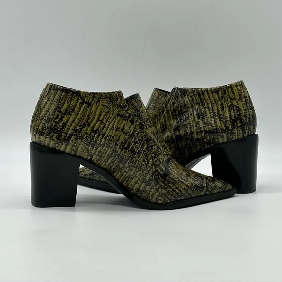 Tibi Billie Lizard Embossed Leather Ankle Shoes. Size 6.5