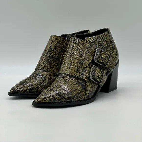 Tibi Billie Lizard Embossed Leather Ankle Shoes. Size 6.5