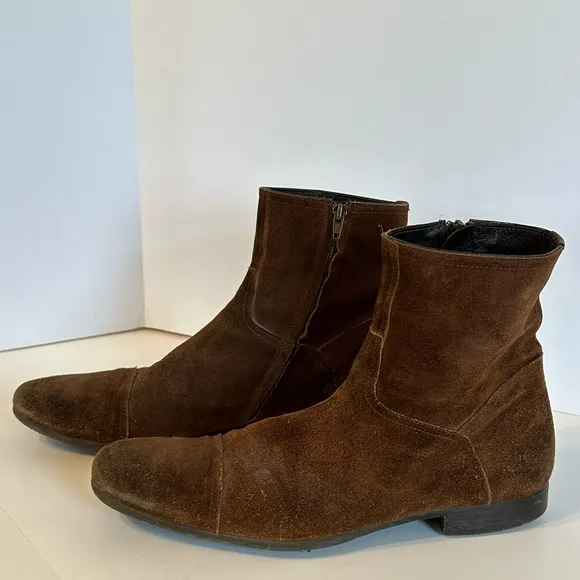 To Boot New York Adam Derrick Brown Oiled Suede Chelsea Zip Up Dress Boots Sz 11