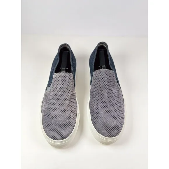To Boot New York Shoes Gray Stewart Suede Denim Perforated Slip On Sneakers 8.5