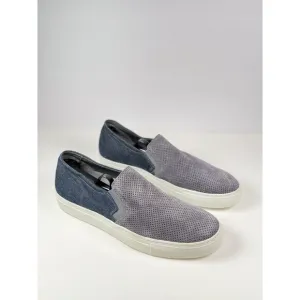 To Boot New York Shoes Gray Stewart Suede Denim Perforated Slip On Sneakers 8.5