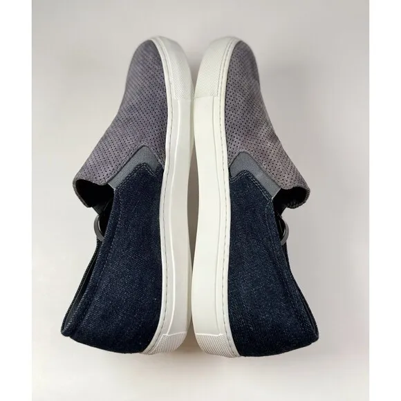 To Boot New York Shoes Gray Stewart Suede Denim Perforated Slip On Sneakers 8.5