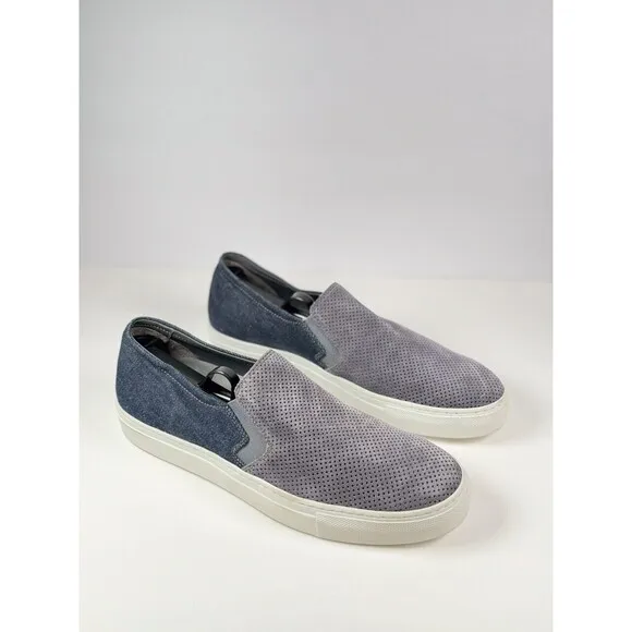 To Boot New York Shoes Gray Stewart Suede Denim Perforated Slip On Sneakers 8.5
