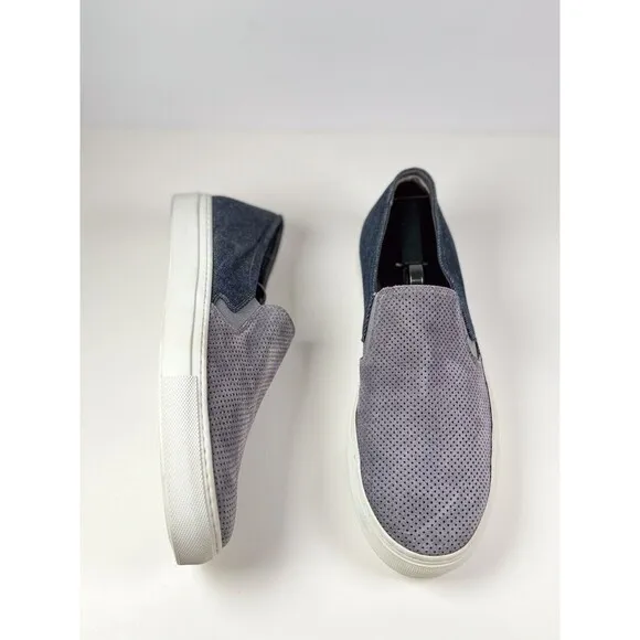 To Boot New York Shoes Gray Stewart Suede Denim Perforated Slip On Sneakers 8.5