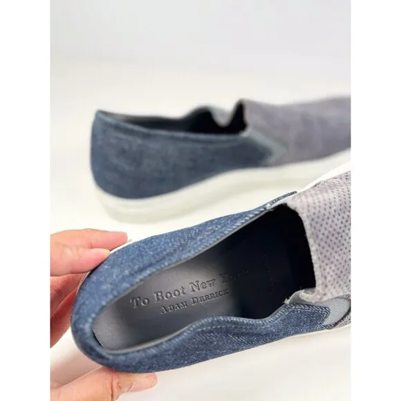 To Boot New York Shoes Gray Stewart Suede Denim Perforated Slip On Sneakers 8.5