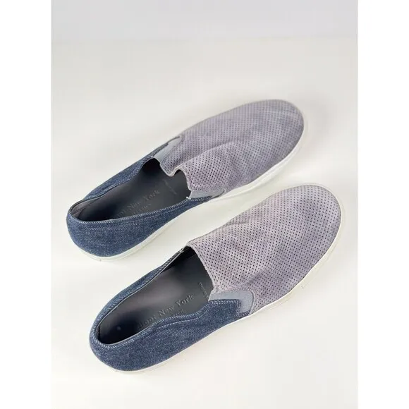 To Boot New York Shoes Gray Stewart Suede Denim Perforated Slip On Sneakers 8.5