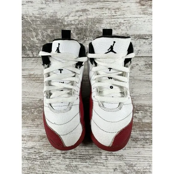 Toddler Nike Air Jordan 12 Retro 'Cherry' Red/White Sneakers Sz 12C