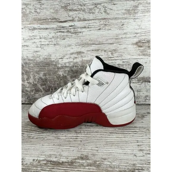 Toddler Nike Air Jordan 12 Retro 'Cherry' Red/White Sneakers Sz 12C