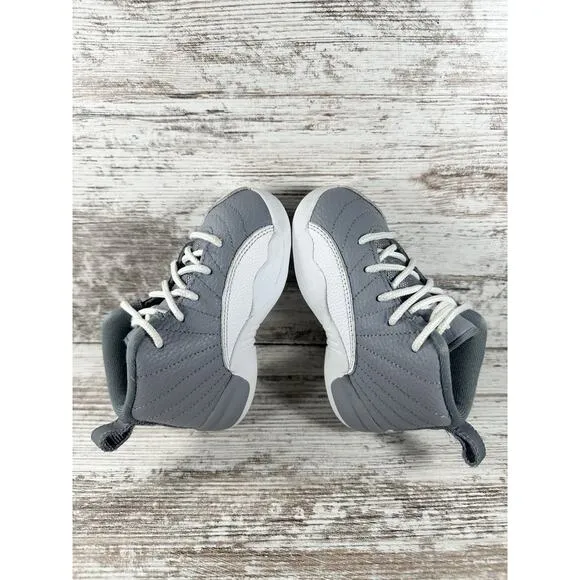 Toddler Nike Air Jordan 12 Retro 'Stealth' Gray/White Sneakers Sz 7C