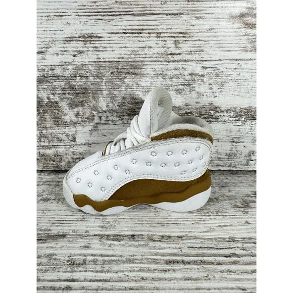 Toddler Nike Air Jordan 13 Retro White/Wheat Brown Sneakers Sz 3C