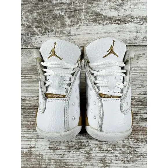 Toddler Nike Air Jordan 13 Retro White/Wheat Brown Sneakers Sz 3C