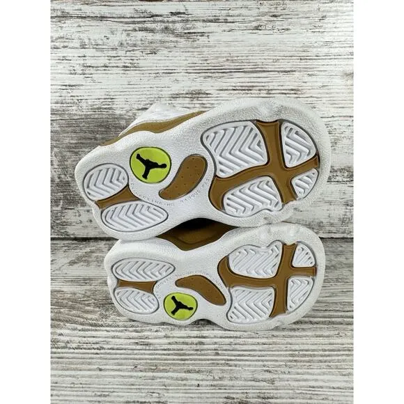Toddler Nike Air Jordan 13 Retro White/Wheat Brown Sneakers Sz 3C