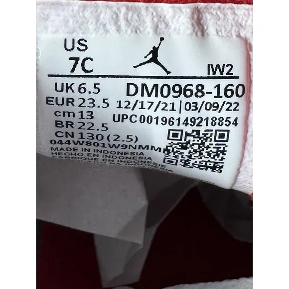 Toddler Nike Air Jordan 3 Retro 'Fire Red' White Leather Sneakers Sz 7C