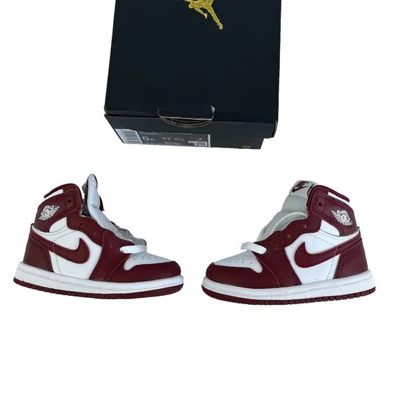 Toddler's Jordan 1 Retro High OG &quot;Artisanal Red&quot; Wht/Team Red (FD1413 160) Sz 5C