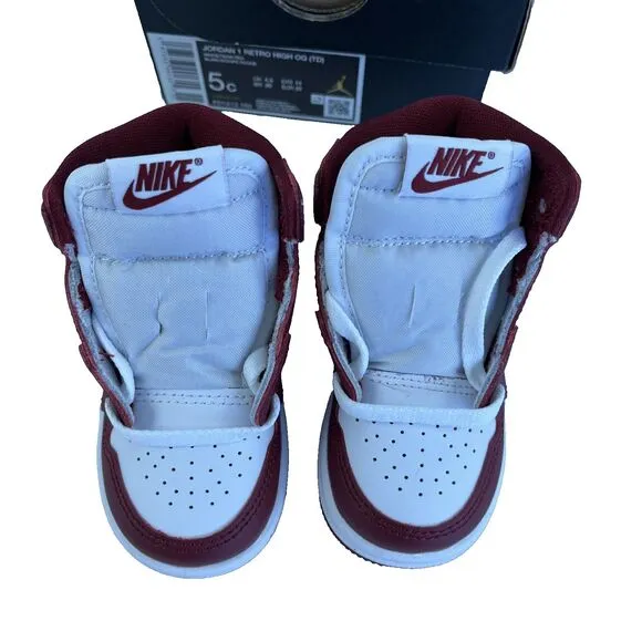 Toddler's Jordan 1 Retro High OG &quot;Artisanal Red&quot; Wht/Team Red (FD1413 160) Sz 5C