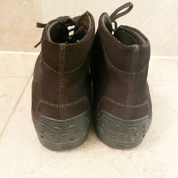 Tod's Gommino Desert Lace-Up Boots Brown Calf Leather Suede Made in Italy
