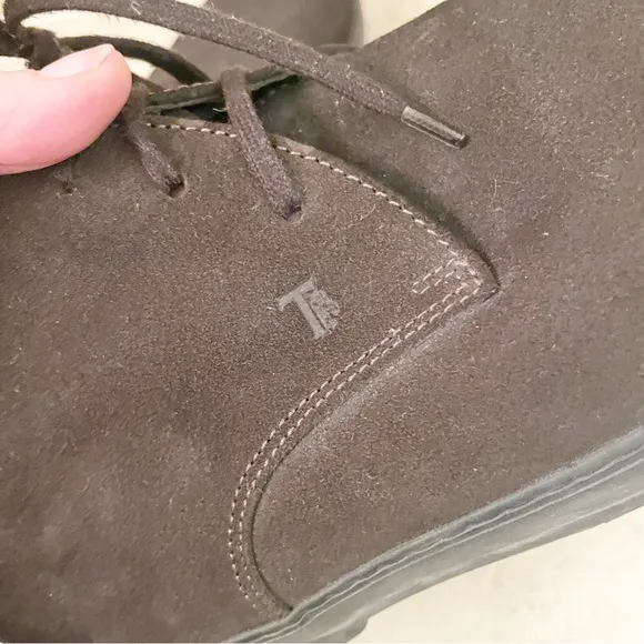 Tod's Gommino Desert Lace-Up Boots Brown Calf Leather Suede Made in Italy