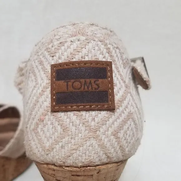 TOMS Sienna Aztec Strappy Wedge Corkwood Sandals