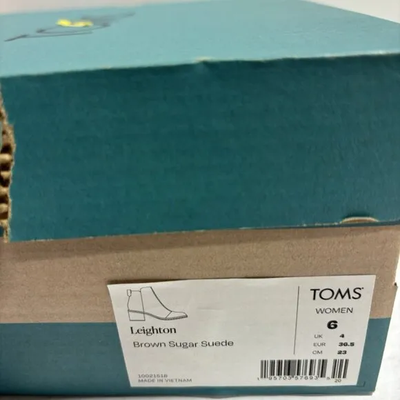 Toms Women’s Leighton Brown Suede Ankle Booties, Size 6 M